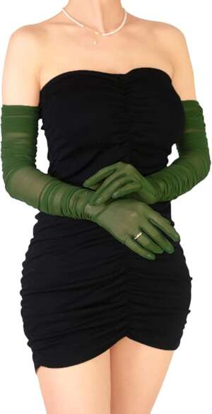 Green sheer gloves